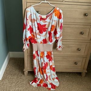 Anthropologie Mauve Autumn Flower Dress